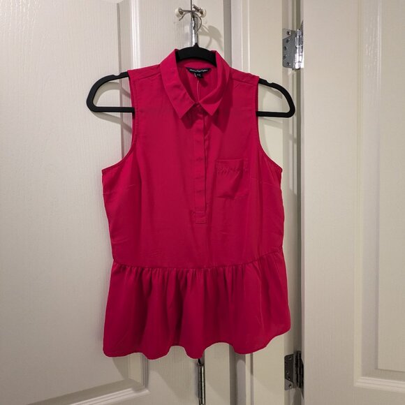 American Eagle Sleeveless Blouse with Ruffle, Size XS, Hot Pink - Picture 1 of 4